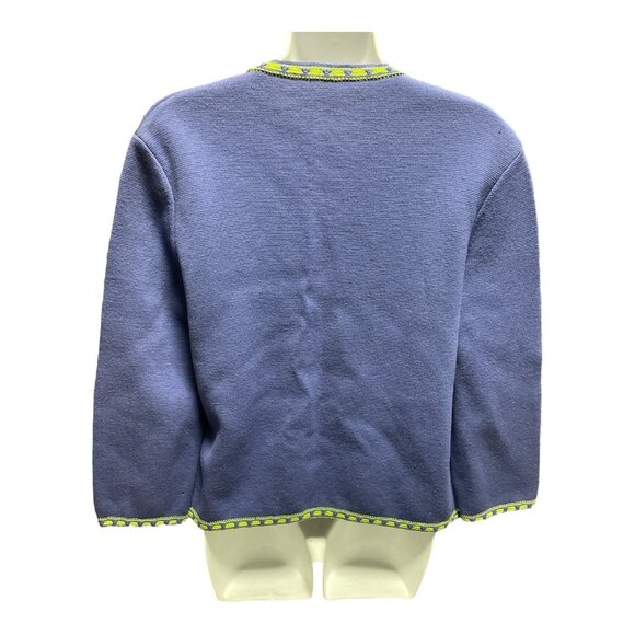 Made In Italy Kimberly Purple 100% Wool Open Cardigan Sweater Blazer Jacket 12 - Picture 2 of 6